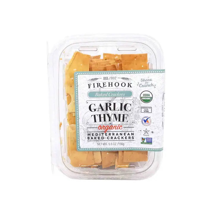 Firehook Organic Garlic Thyme Baked Crackers, 5.5 oz